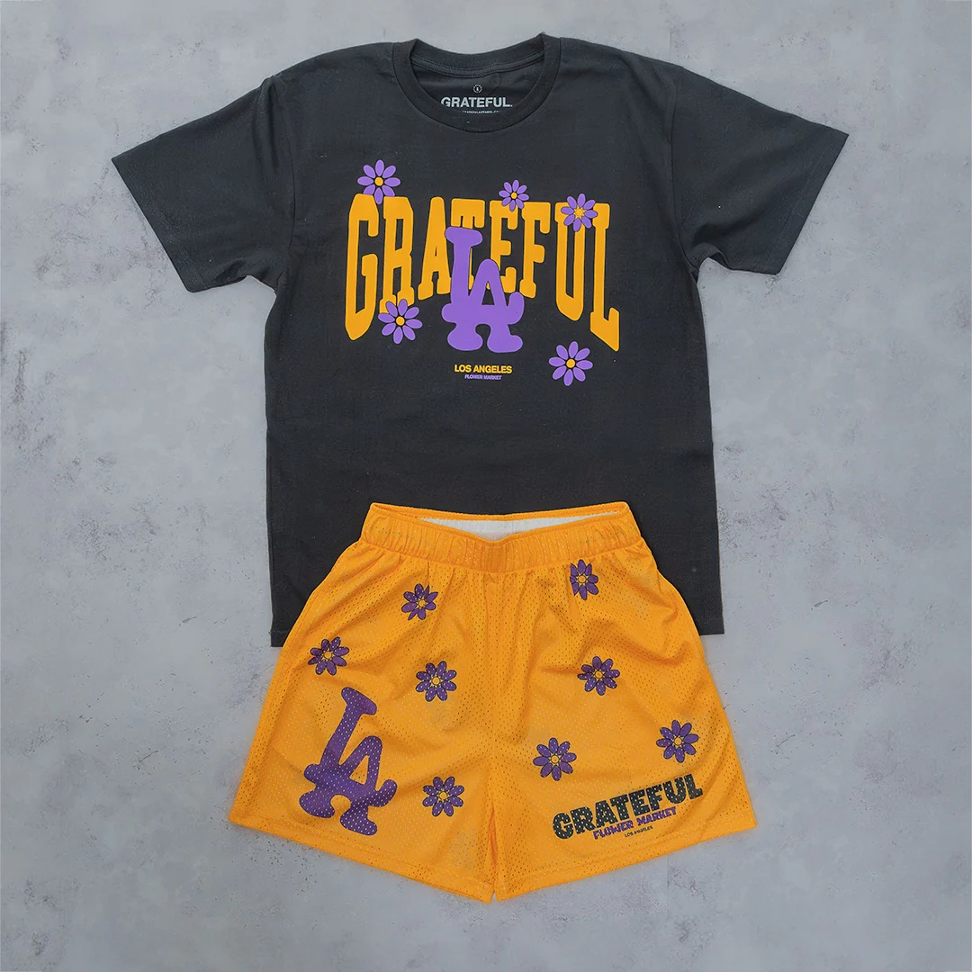 LA Flower Market Mesh Shorts - Gold - Image 5